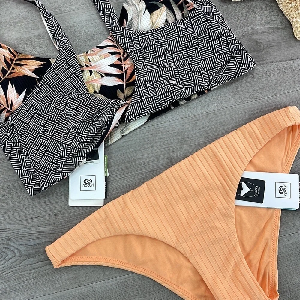 ☀️RIP CURL☀️ reversible HAVANA TWIST CROP PREMIUM SURF CHEEKY PANT BIKINI SET